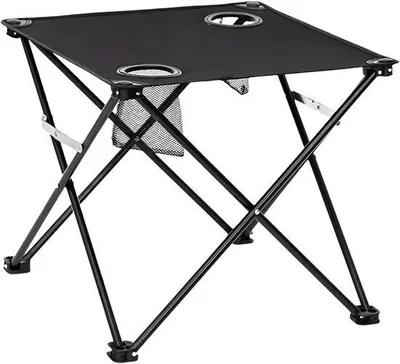 Produktbild von Campingtisch Faltbar - Kleiner Klapptisch - Außenküche - mit Becherhalter - 48x48x44 cm - Schwarz