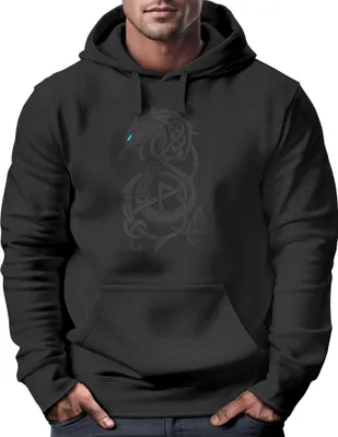 Produktbild von Hoodie Herren Wolf Fenrir Fabelwesen Wikinger nordische Mythologie Odin Kapuzen-Pullover Fashion Streetstyle Neverless® schwarz M