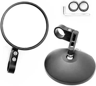 Produktbild von CNC-Motorradspiegel-Set mit 2 Stück, runde Lenkerendenspiegel, um 360° drehbar und , kompatibel mit Motorrädern, ATVs und Rollern