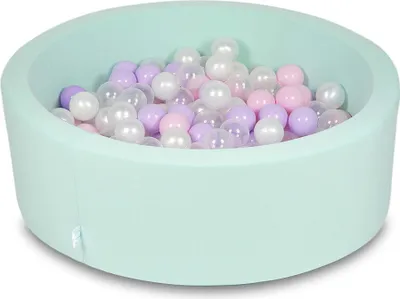 Zdjęcie produktu dla Basen z piłeczkami 90x30cm miętowy - Z 200 piłeczkami / baby pink, masa perłowa, przezroczysty, wrzosowy