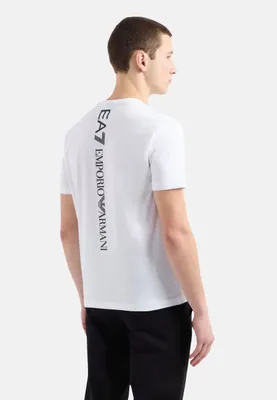 Image de T-shirt pour homme EA7, modèle 7M000567, référence AF10375, couleur blanc/noir
