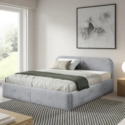 Produktbild von Polsterbett BELMI Slim 140x200 cm mit bettkasten - PERFECT HARMONY 80 (Hellgrau)