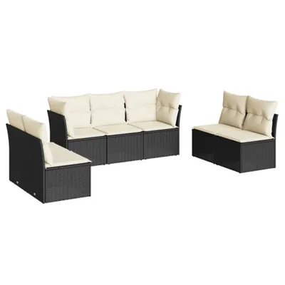 Produktbild von vidaXL 7-tlg. Garten-Sofagarnitur mit Kissen Schwarz Poly Rattan
