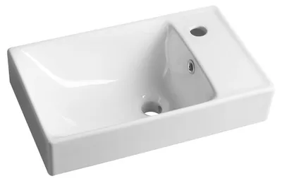 Productafbeelding van Sapho NUALI keramisch wastafelblad, 50x30 cm, waterkraan aan de rechterkant / wit