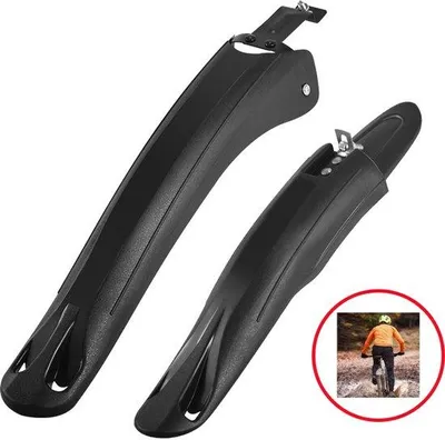 Image de Jeu de garde-boue pour VTT - Universel pour roue avant et arrière - Pliable, réglable, compatible avec tous les vélos de course, s'adapte aux roues de 24 à 26 pouces