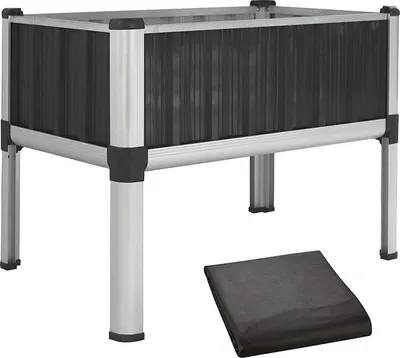 Produktbild von TTL GARDEN Hochbeet Superior M 80x50x80cm Anthrazit-Silber – Metall Pflanzkasten Balkon & Garten