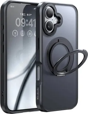 Produktbild von McDodo PC-4930 MagSafe Hülle für iPhone 16 mit Ständer (schwarz)