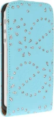 Produktbild von Handy Tasche Flip dünn für Case Handy Apple iPhone 5 / 5s Strass Blau