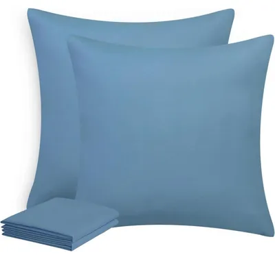 Produktbild von Kissenbezug 80x80 2er Set Mikrofaser Denimblau mit Reißverschluss, , Bügelfrei