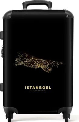 Produktbild von NoBoringSuitcases.com® Großer Koffer - Stadtplan - Karte - Gold - Karte - Istanbul - Kombinationsschloss TSA - Hartschalen Trolley 4 Rollen - 72 liter - Reisekoffer - 66 cmKoffer Mittelgroß 67x43x25 cm, 72L,