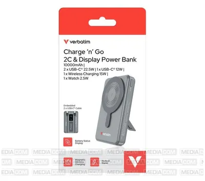 Obrázek produktu pro Verbatim 32272, 10000 mAh, Lithium-polymerová (LiPo), Power Delivery 3.0, Quick Charge 3.0, Bezdrátové nabíjení, 3,85 V, 52 W