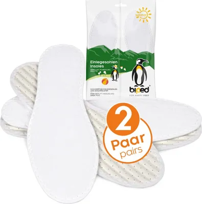 Produktbild von biped 2 Paar Barfu§sohlen - Frottee Einlegesohlen aus Baumwolle - weich & antibakteriell - Sommersohlen fŸr angenehme Frische im Schuh z1016
