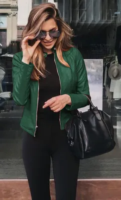 Zdjęcie produktu dla 2024eBay Amazon gorąca sprzedaż pożądany nowy produkt gorąca sprzedaż jesień i zima damska moda skórzana kurtkapoliuretan garnitur mała kurtka zielona M
