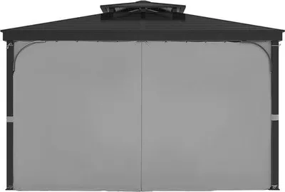 Produktbild von Terrasgordijn, 2840 x 2840 x 2110 mm, 4-teilige Seitenwand-Privatschotte mit Schnallen, sonnenschutzende Gardinen als Ersatz für das Prieeldach, nur Gardinen, grau
