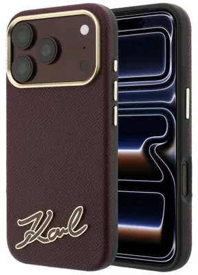 Immagine prodotto di Custodia Karl Lagerfeld in resina con logo distintivo, compatibile con iPhone 18 Pro Max / 17 Pro Max, colore bordeaux