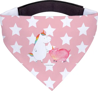 Produktbild von Mr. & Mrs. Panda Hundehalstuch Einhorn Schwein - Rot Pastell - Geschenk, Halstuch Für Hunde, Einhörner, Dreieckstuch, Unicorn, Schweinchen, Hund, Freundin