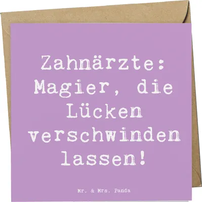 Produktbild von Mr. & Mrs. Panda Klappkarte Spruch Zahnarzt Magier - Lavendeltraum - Geschenk, Zahnpflege, Glückwunschkarte, Berufsgestaltung, Beruf, Berufe, Zahnmedizin, Berufsleben
