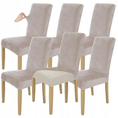 Produktbild von Stuhlhusse Stretch kühles Grau - Samt - 6 Stück - Universal - Esszimmer Stuhlbezug
