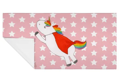 Produktbild von Mr. & Mrs. Panda Handtuch Einhorn Super - Rot Pastell - Geschenk, Freundin, Frotteehandtuch, Held, Superheld, Einhörner, gesichtstuch, Unicorn, Flauschtuch, 50x100