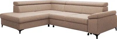 Produktbild von MIRJAN24 Ecksofa Lonigo mit Bettkasten und Schlaffunktion, Einstellbare Kopfstützen (Farbe: Lars 89, Seite: Links OT-2R)