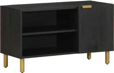 Image de Meuble TV noir 80x33x46 cm bois d'ingénierie