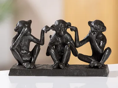 Obrázok produktu pre Socha Casablanca, opica, "3 opice", železo, hnedá, , d. 5 cm, š. 18 cm, v. 10 cm 84273