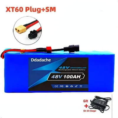 Zdjęcie produktu dla Akumulator litowo-jonowy 48V - bateria 13S3P o pojemności 100Ah - moc 2000W - z systemem zarządzania baterią (BMS) - do hulajnóg elektrycznych 54,6V - złącze XT60 SM, w zestawie ładowarka 54,6V