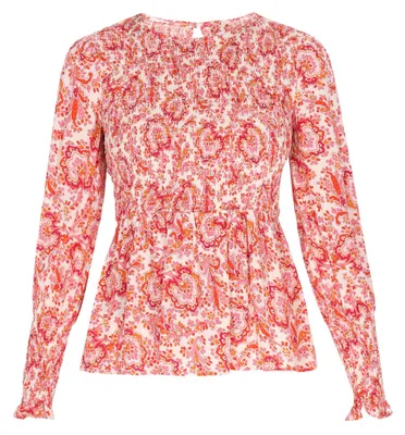 Image de Chemisier ESHA pour femme - rouge multicolore, taille L
