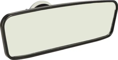 A close-up studio shot of a car's interior rearview mirror.