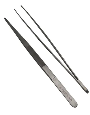 Anatomisch gerade Pinzette 35 cm aus rostfreiem Edelstahl 18/8. Mit geriffeltem Griff & Spitze