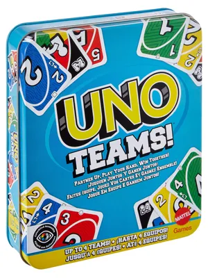 Produktbild von Mattel Games UNO Teams Kartenspiel für Kinder, Erwachsene, Familienabend, Partys und Reisen, Kartenspiel, Abwurf, 7 Jahr(e)