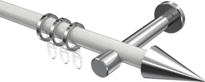 Produktbild von Interdeco Gardinenstange / Vorhangstange Weiß / Chrom, Typ Prestige Savio (Kegel), 20 mm Ø 1-läufig, 120 cm