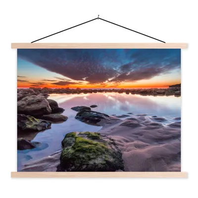 Produktbild von MuchoWow® Textilposter Felsen - Wasser - Natur 40x30 cm mit holzfarbenen Rahmen - Bilder
