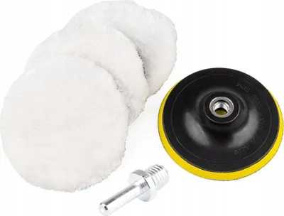 Image de Pad + 3 x tampons de polissage pour polir la laque chromée 125 mm avec velcro 3 pièces