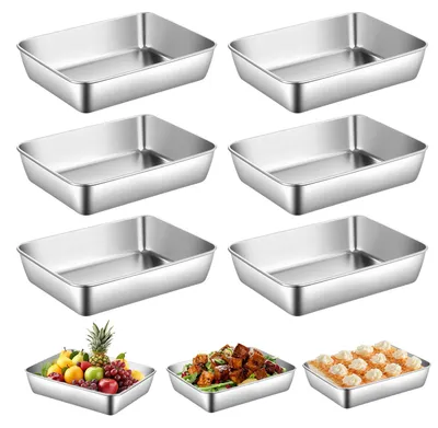 Panierschalen-Set, 6er, Edelstahl, 25,5x20x5,5 cm, rechteckig