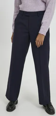 Produktbild von Pulz PZBINDY Damen Hose Stoffhose mit Stretch weites Bein Eingrifftaschen Gürtelschlaufen leicht elastisch Regular Fit