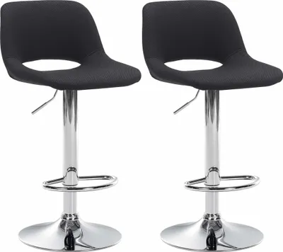 Produktbild von CLP 2er Set Barhocker Camden Stoff drehbar und höhenverstellbar schwarz Material Gestell Metall in Chromoptik