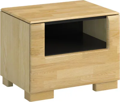 Produktbild von Nachtkommode "Lipik" 51, Farbe: Eiche / Schwarz, teilmassiv - Abmessungen: 44 x 50 x 35 cm (H x B x T)