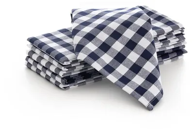Imagen del producto de GAMUSI, juego de 6 servilletas de tela con estampado de cuadros vichy, 45 x 45 cm. Fabricadas con una mezcla de algodón y poliéster. Servilletas reutilizables de calidad para uso en restaurantes y hoteles. Color: azul turquesa