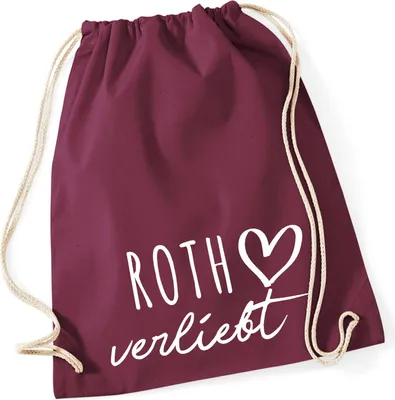 Produktbild von Huuraa Turnbeutel Roth verliebt 12 Liter Burgundy Baumwolle Rucksack Geschenkidee