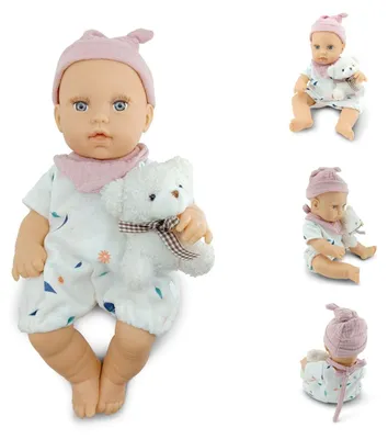 Produktbild von Moni Kinderpuppe Bear und Baby 30 cm Kuscheltier, Schnuller, beweglicher Körper rosa
