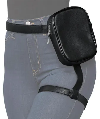 Produktbild von Oberschenkeltasche Damen Wasserdicht Abnehmbarer Gurt Schwarz 18,5x12,5x5cm