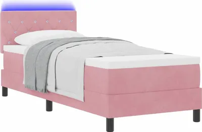 Immagine prodotto di Letto a Sorgente LED con materasso Rosa 80 x 200 cm Velluto