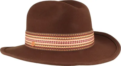 Mayser modischer Western Wollfilz-Cowboyhut gemustertes Band in braun