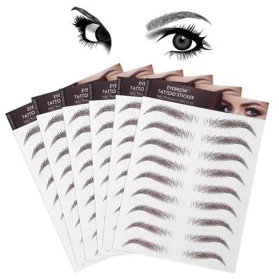 Augenbrauen-Tattoo-Sticker 6 Blatt wasserdicht braun