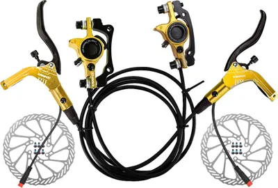 Produktbild von E-Bike-Hydraulikbremsensatz mit 160-mm-Rotoren, hydraulischer Scheibenbremssattelhebel vorne und hinten fuer Elektrofahrraeder, Fahrradroller