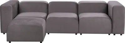 Produktbild von BELIANI 3-Sitzer Sofa Dunkelgrau Samtbezug Modular mit Ottomane Breite Hohe Armlehnen Niedrige Rückenlehne Wohnzimmer Polstersofa Modulsofa