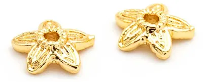 Produktbild von Vintageparts Perlkappen Blüte Messing 18K Goldbeschichtung