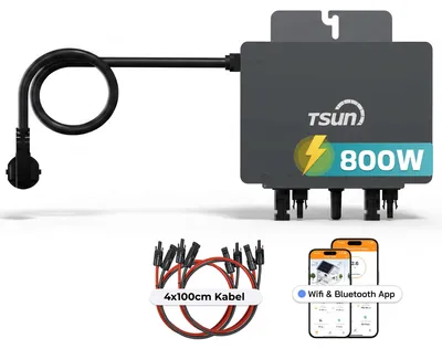 Produktbild von TSUN TSOL-MX800Lite 800 W Mikro-Wechselrichter, 2 MPPT, WiFi & Bluetooth, IP67, Micro Inverter für 2 Solarmodule inklusive 5m Anschlusskabel