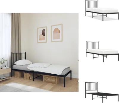 Produktbild von vidaXL Bettgestell mit Kopfteil Metall Schwarz 75x190 cm -  Betten & Bettgestelle